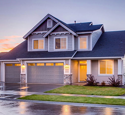 House in the suburbs after rain